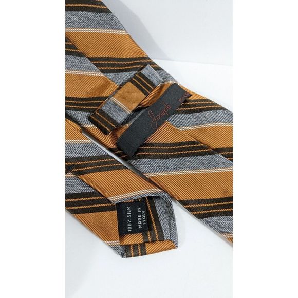 Preppy Diagonal Stripes Bronze And grey Silk Neck Tie - Joseph Jos.a. Bank - Picture 4 of 5